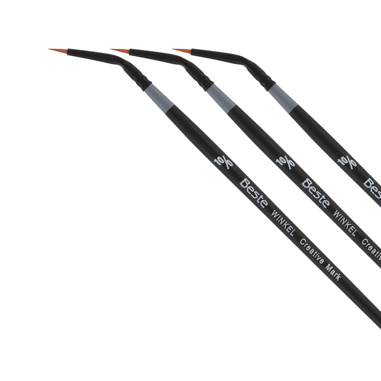 Creative Mark Beste Golden Taklon Winkle #10x0 - 3 Pack Artist Paint Brush, Professional Watercolor Brushes, For Acrylic Painting, Short Handle, Sharp Edges, Hand-Tied & Shaped